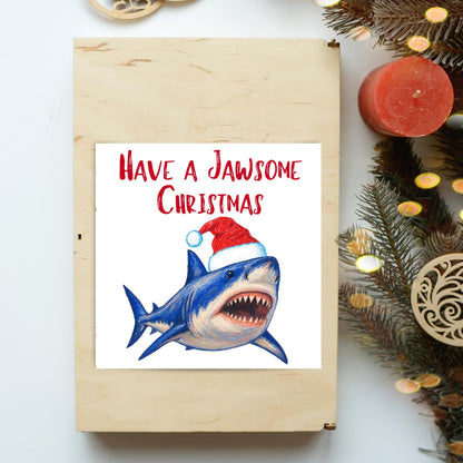 Shark Christmas card, Claus Xmas Card, Cards for Shark Lovers, Funny Christmas Card for Dad, Pun Card