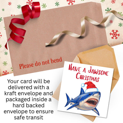 Shark Christmas card, Claus Xmas Card, Cards for Shark Lovers, Funny Christmas Card for Dad, Pun Card