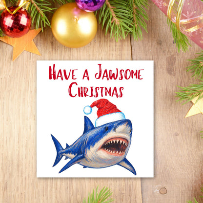 Shark Christmas card, Claus Xmas Card, Cards for Shark Lovers, Funny Christmas Card for Dad, Pun Card