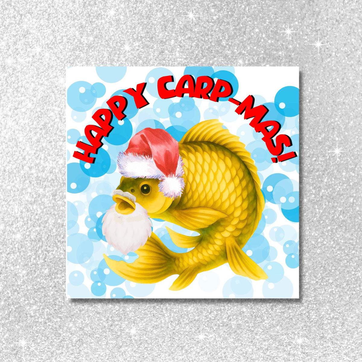 Fishing Christmas card, Carp Xmas Card, Cards for Fish Lovers, Funny Christmas Card for Dad, Pun Card
