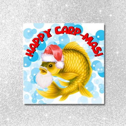 Fishing Christmas card, Carp Xmas Card, Cards for Fish Lovers, Funny Christmas Card for Dad, Pun Card