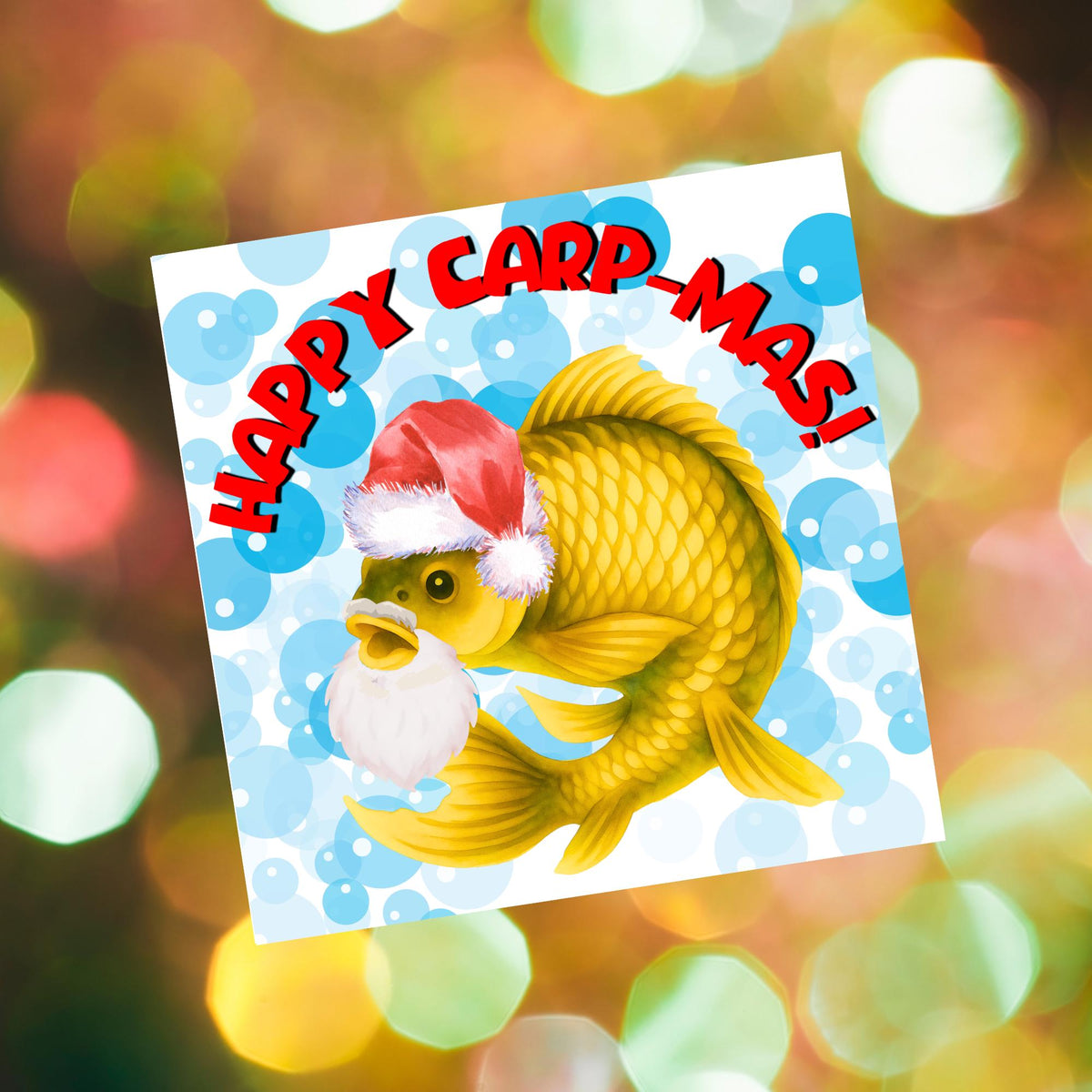 Fishing Christmas card, Carp Xmas Card, Cards for Fish Lovers, Funny Christmas Card for Dad, Pun Card