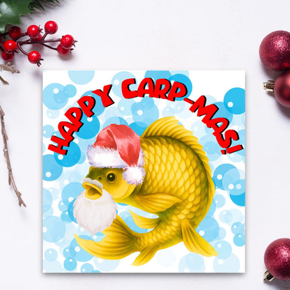 Fishing Christmas card, Carp Xmas Card, Cards for Fish Lovers, Funny Christmas Card for Dad, Pun Card