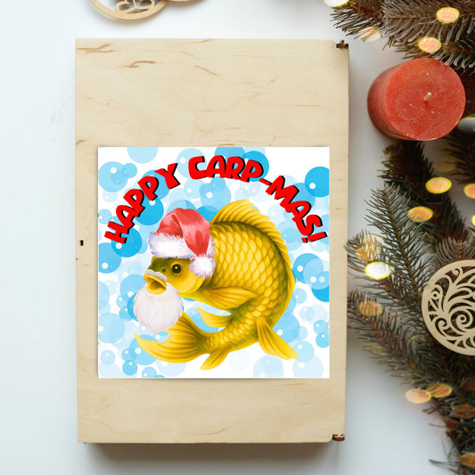 Fishing Christmas card, Carp Xmas Card, Cards for Fish Lovers, Funny Christmas Card for Dad, Pun Card