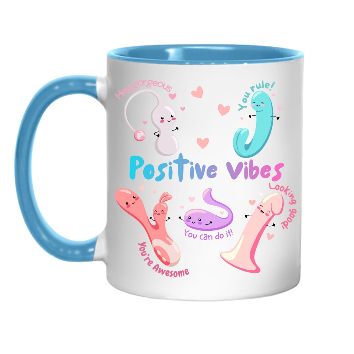 Positive Vibes Mug, Vibrator Mug, Fun Cute, Gift for Friend - Multi Colour Options