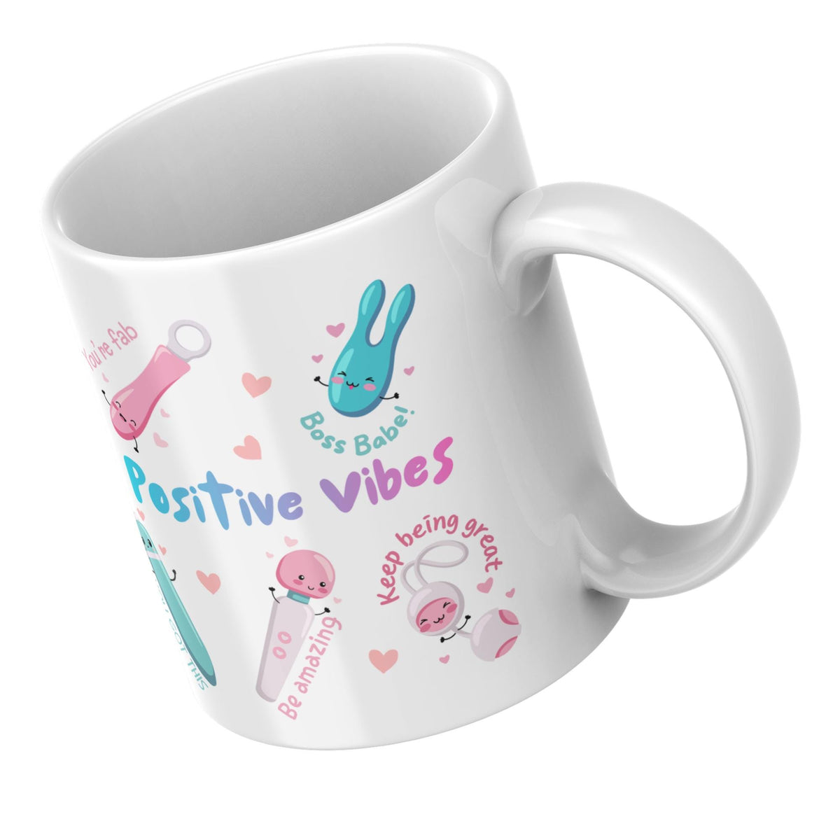 Positive Vibes Mug, Vibrator Mug, Fun Cute, Gift for Friend - Multi Colour Options