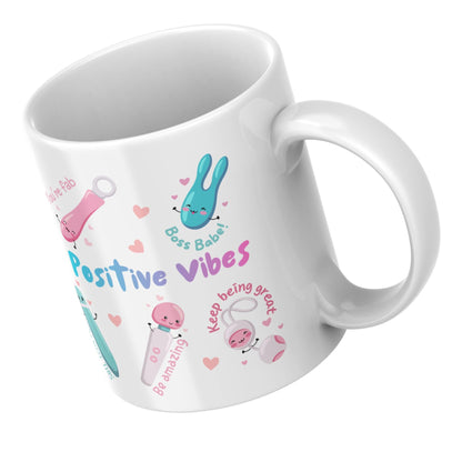 Positive Vibes Mug, Vibrator Mug, Fun Cute, Gift for Friend - Multi Colour Options