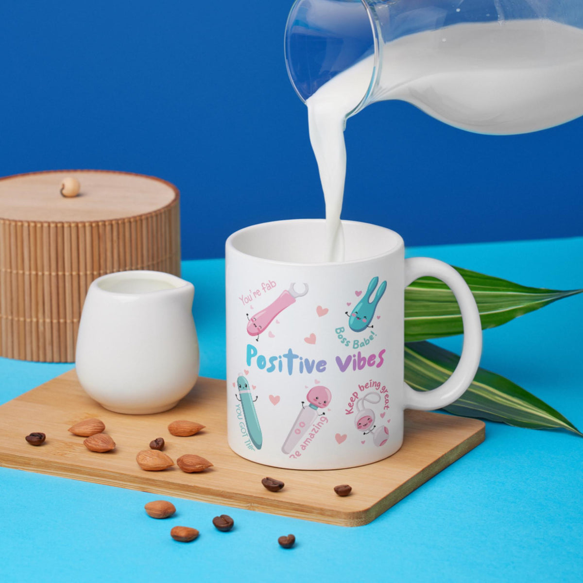 Positive Vibes Mug, Vibrator Mug, Fun Cute, Gift for Friend - Multi Colour Options
