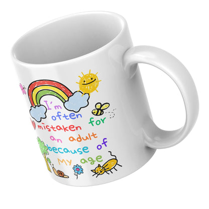 Childish Mug, Doodle, Funny Birthday Gift - Multi Colour Options
