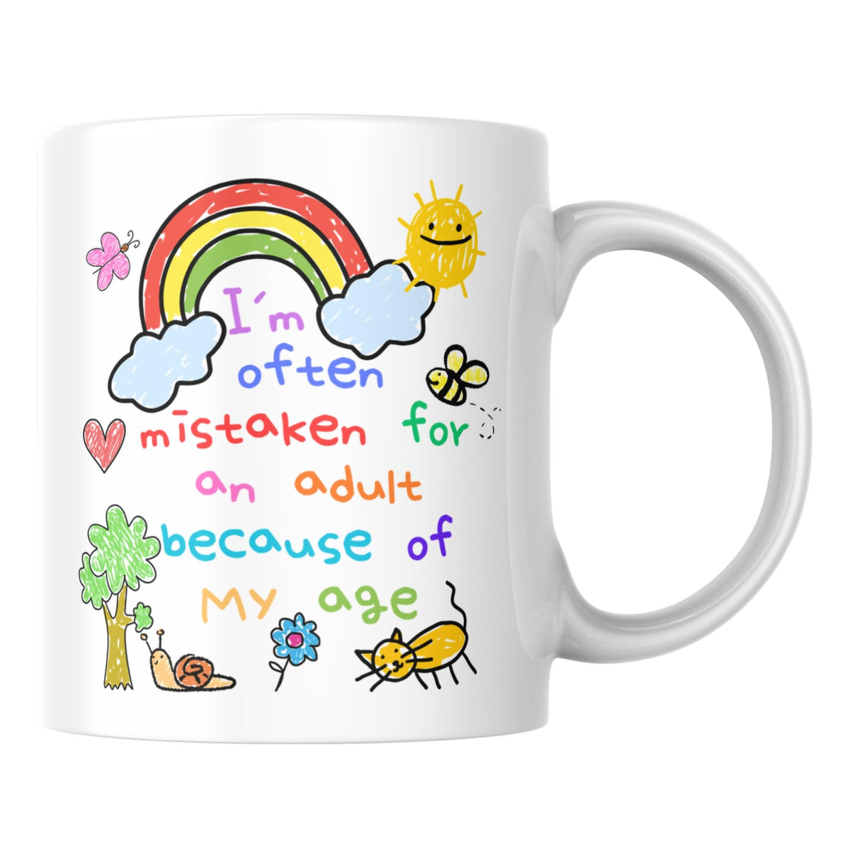 Childish Mug, Doodle, Funny Birthday Gift - Multi Colour Options