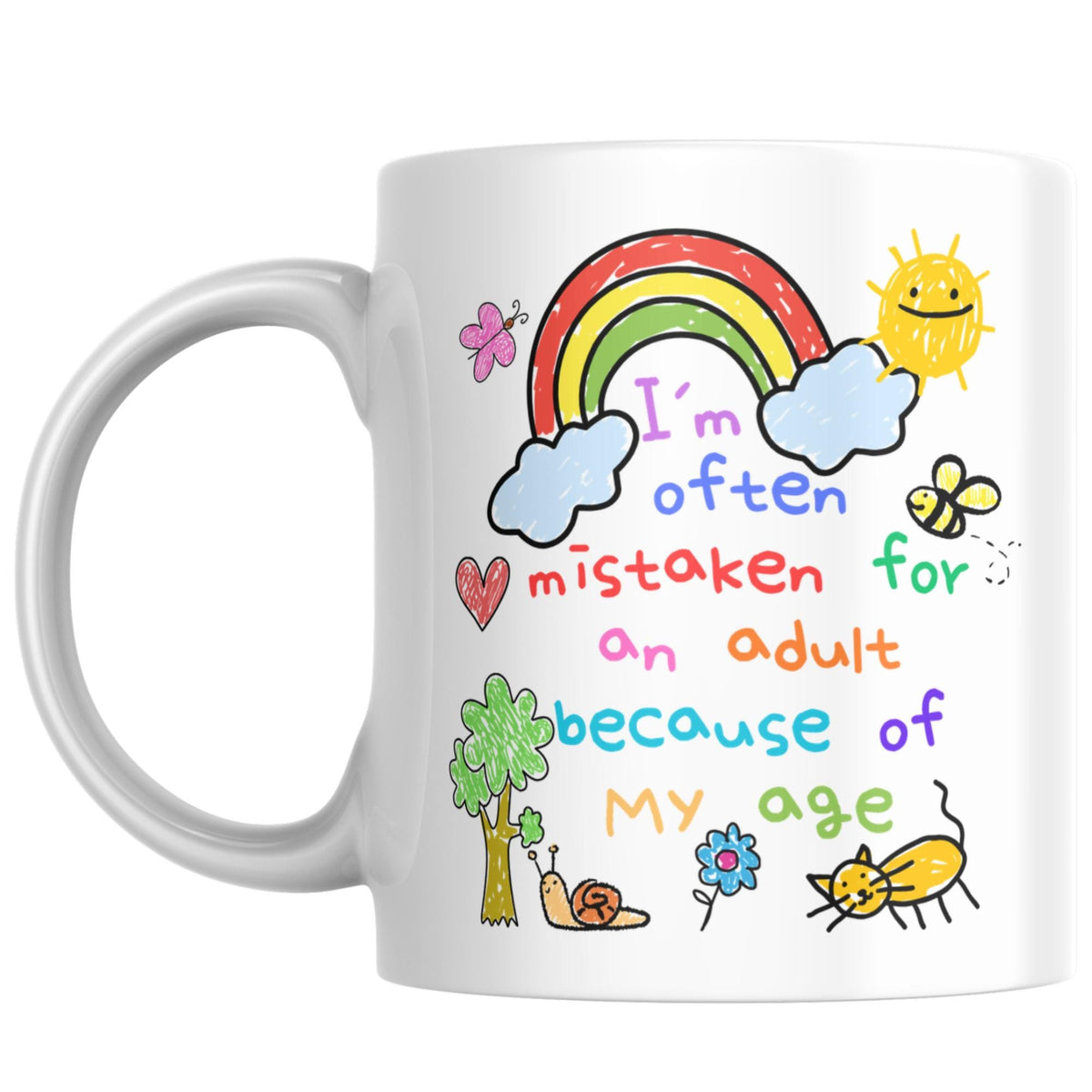 Childish Mug, Doodle, Funny Birthday Gift - Multi Colour Options
