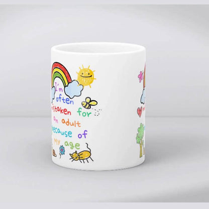 Childish Mug, Doodle, Funny Birthday Gift - Multi Colour Options