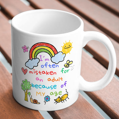 Childish Mug, Doodle, Funny Birthday Gift - Multi Colour Options