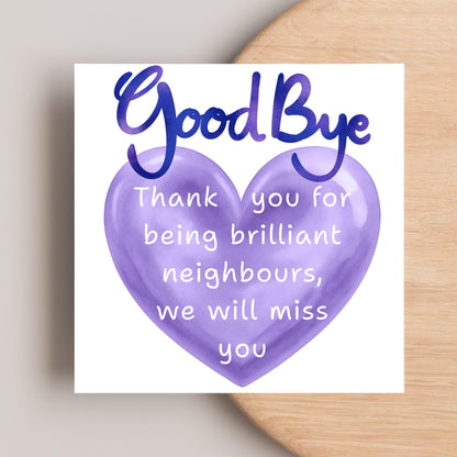 Thank You Card for Being a Great Neighbour, Moving house Card, We will Miss You Card, Goodbye Card, Relocating Thank You Card