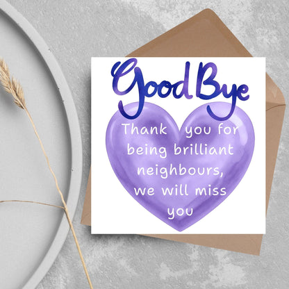 Thank You Card for Being a Great Neighbour, Moving house Card, We will Miss You Card, Goodbye Card, Relocating Thank You Card