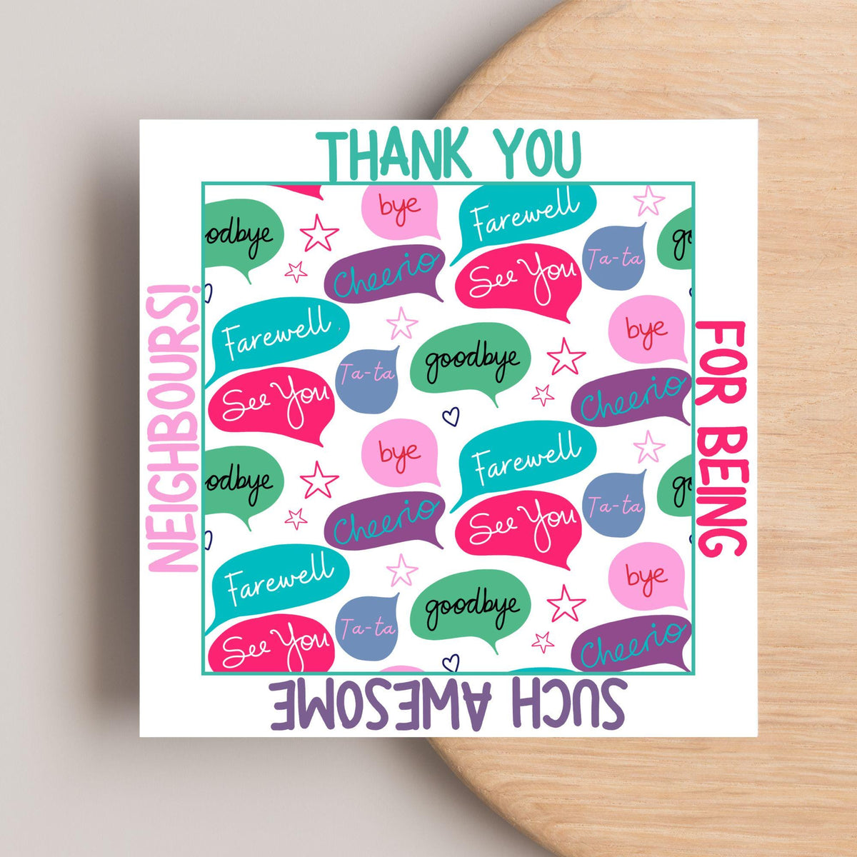Thank You Card for Being a Great Neighbour, Moving house Card, We will Miss You Card, Goodbye Card, Relocating Thank You Card