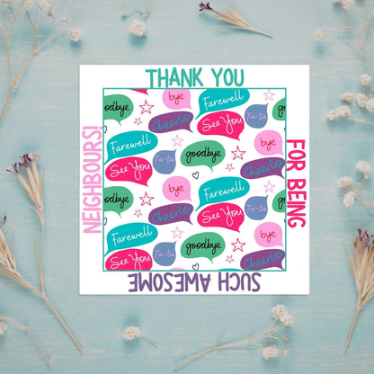 Thank You Card for Being a Great Neighbour, Moving house Card, We will Miss You Card, Goodbye Card, Relocating Thank You Card
