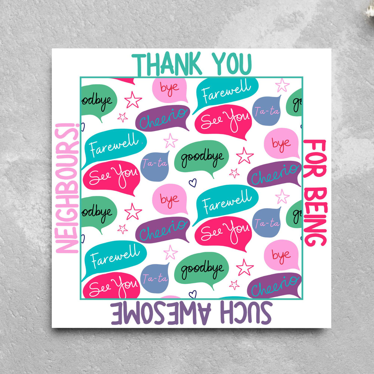 Thank You Card for Being a Great Neighbour, Moving house Card, We will Miss You Card, Goodbye Card, Relocating Thank You Card