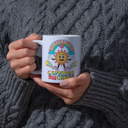 Caffeine and Chaos Mug, Quirky Mug, Funny Gift For Friend - Multi Colour Options