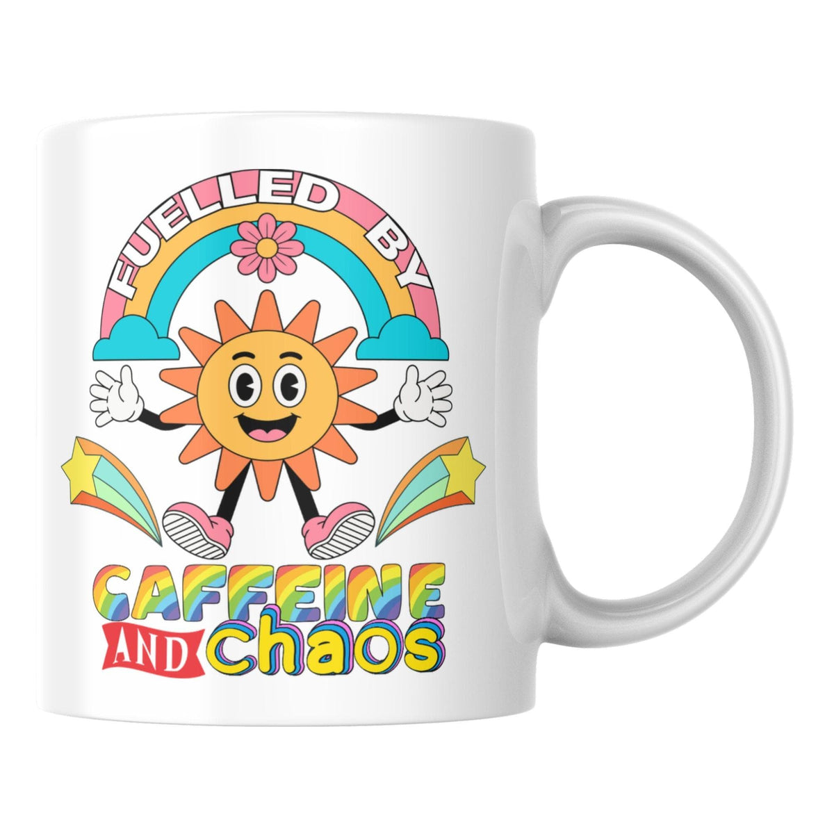 Caffeine and Chaos Mug, Quirky Mug, Funny Gift For Friend - Multi Colour Options