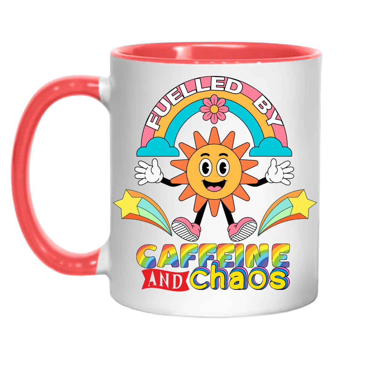 Caffeine and Chaos Mug, Quirky Mug, Funny Gift For Friend - Multi Colour Options