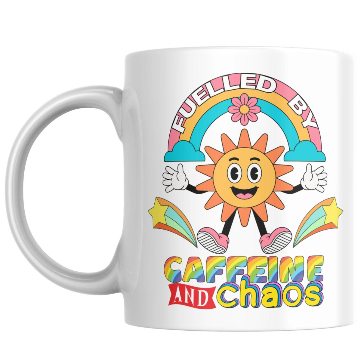 Caffeine and Chaos Mug, Quirky Mug, Funny Gift For Friend - Multi Colour Options