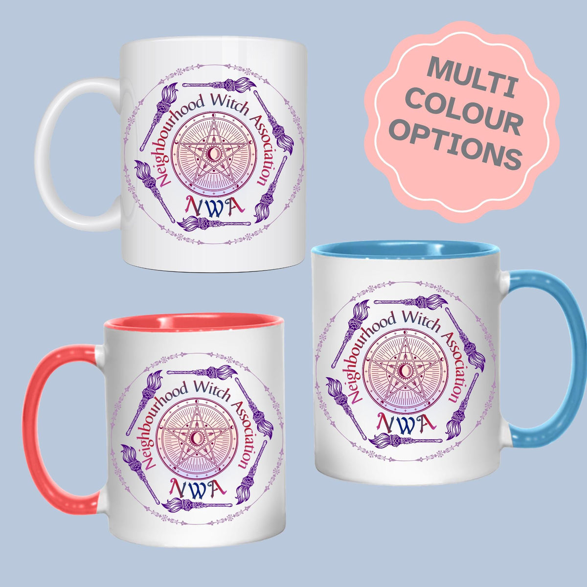 NWA Neighbourhood Witch Association Mug, Funny Wicca Gift - Multi Colour Options