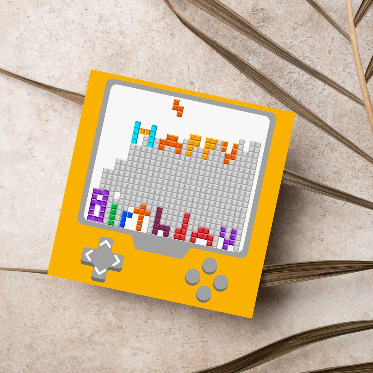 Gamer Birthday Card, Happy Birthday, Gaming Card, Retro Block Game