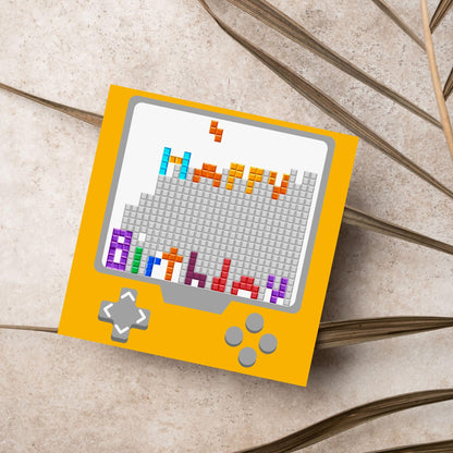 Gamer Birthday Card, Happy Birthday, Gaming Card, Retro Block Game