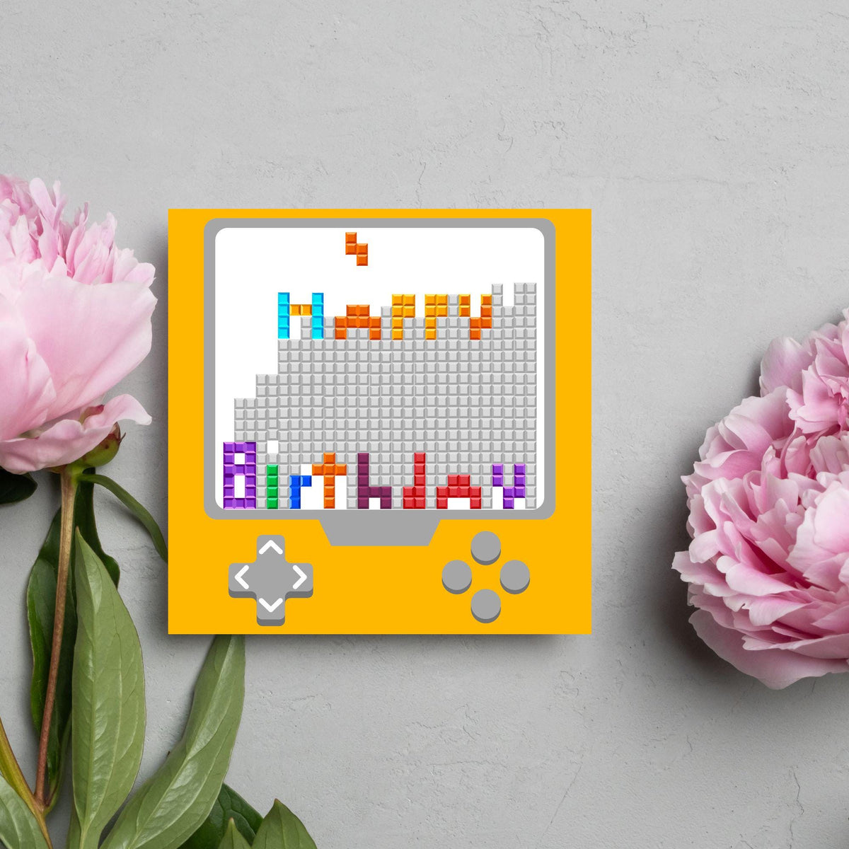 Gamer Birthday Card, Happy Birthday, Gaming Card, Retro Block Game