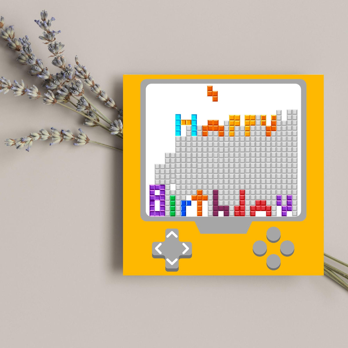 Gamer Birthday Card, Happy Birthday, Gaming Card, Retro Block Game