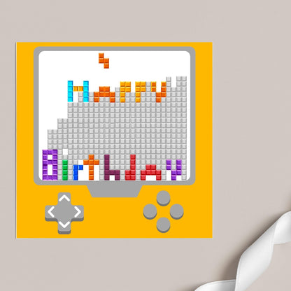 Gamer Birthday Card, Happy Birthday, Gaming Card, Retro Block Game