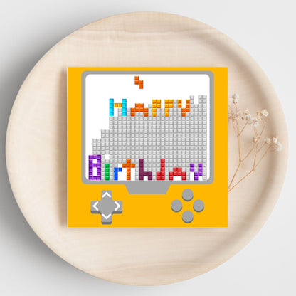 Gamer Birthday Card, Happy Birthday, Gaming Card, Retro Block Game