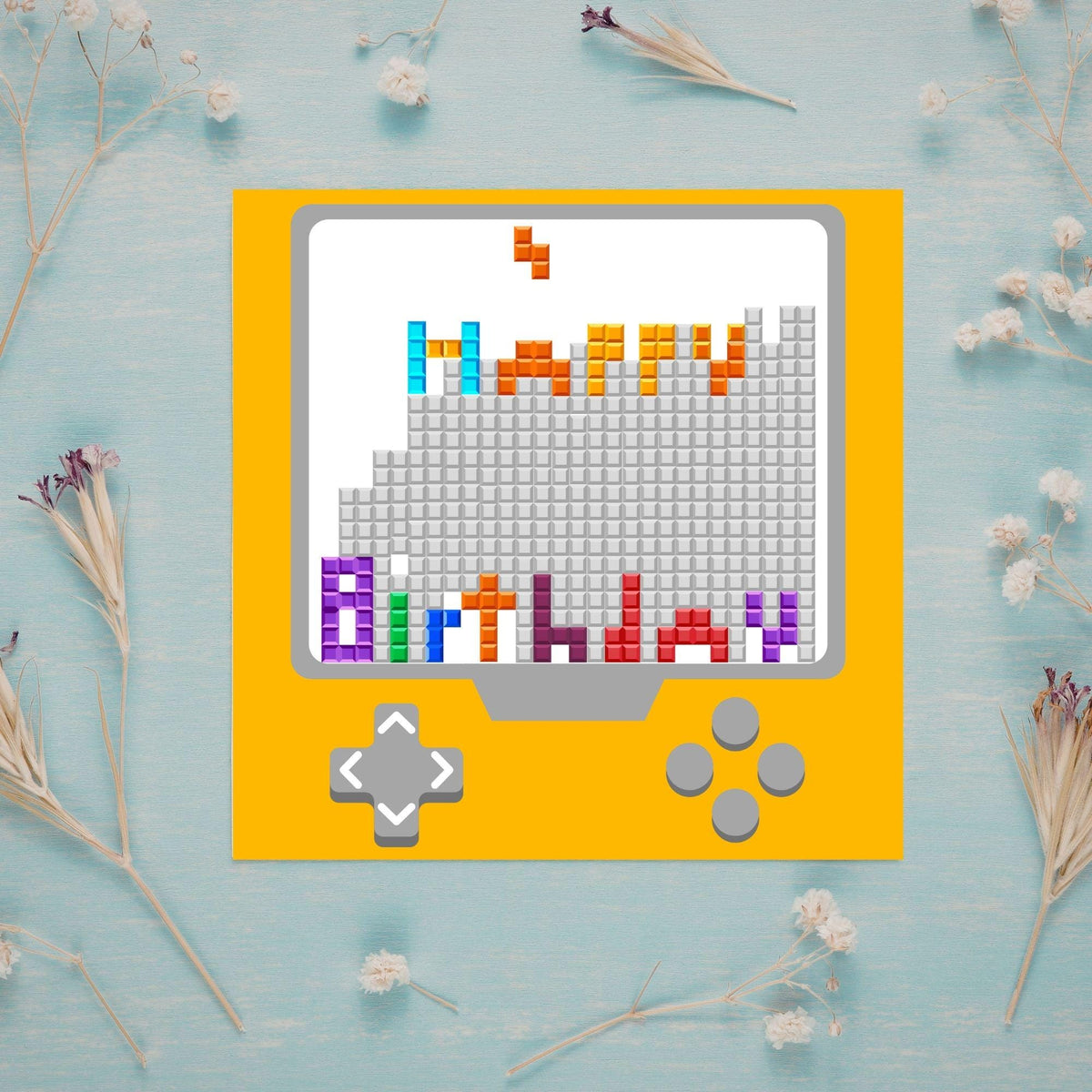 Gamer Birthday Card, Happy Birthday, Gaming Card, Retro Block Game