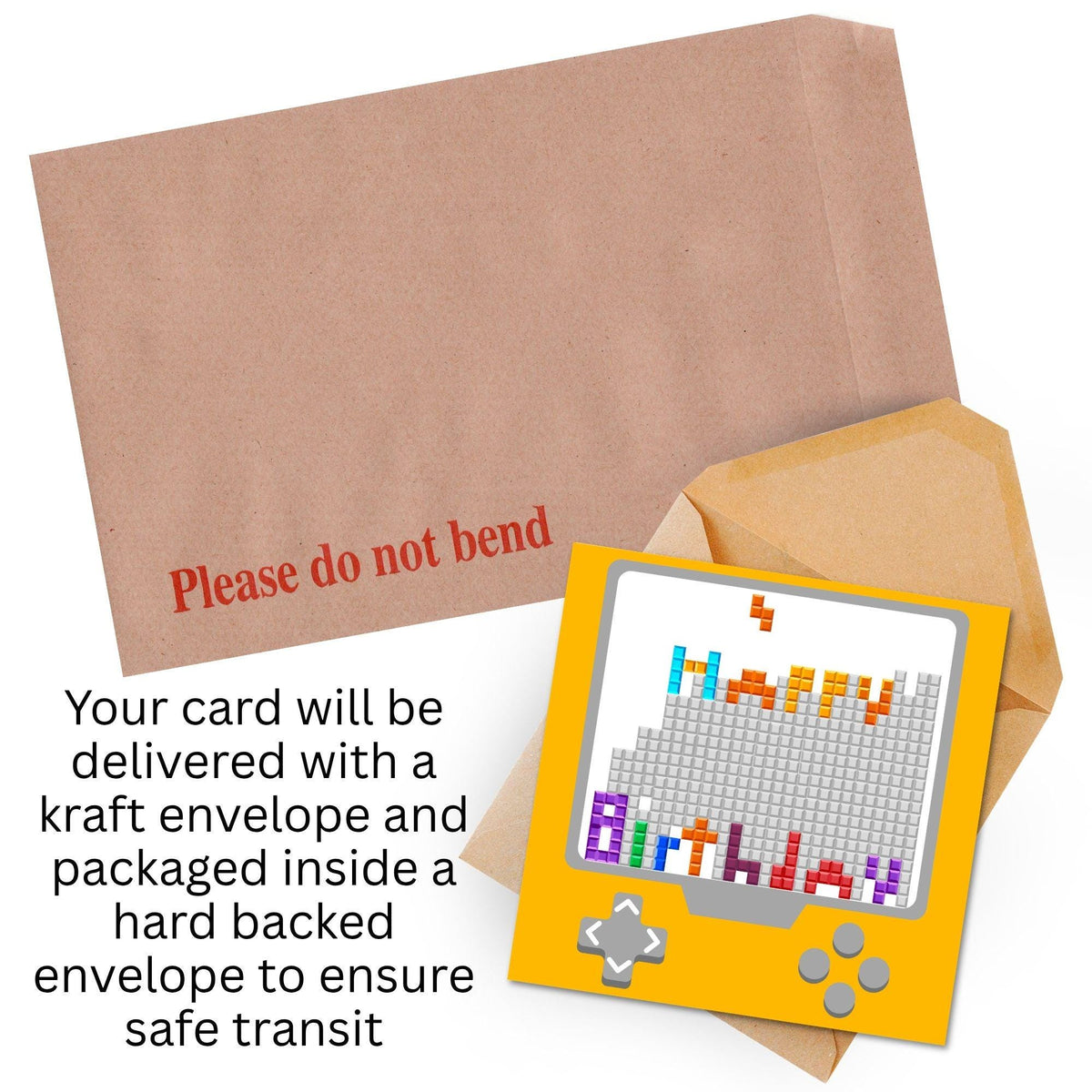 Gamer Birthday Card, Happy Birthday, Gaming Card, Retro Block Game