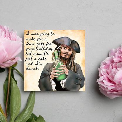 Pirate Rum Birthday Card, Caribbean Pirates, Birthday card for Johnny Depp Fan