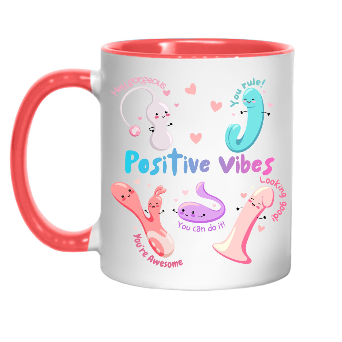 Positive Vibes Mug, Vibrator Mug, Fun Cute, Gift for Friend - Multi Colour Options