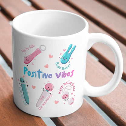Positive Vibes Mug, Vibrator Mug, Fun Cute, Gift for Friend - Multi Colour Options