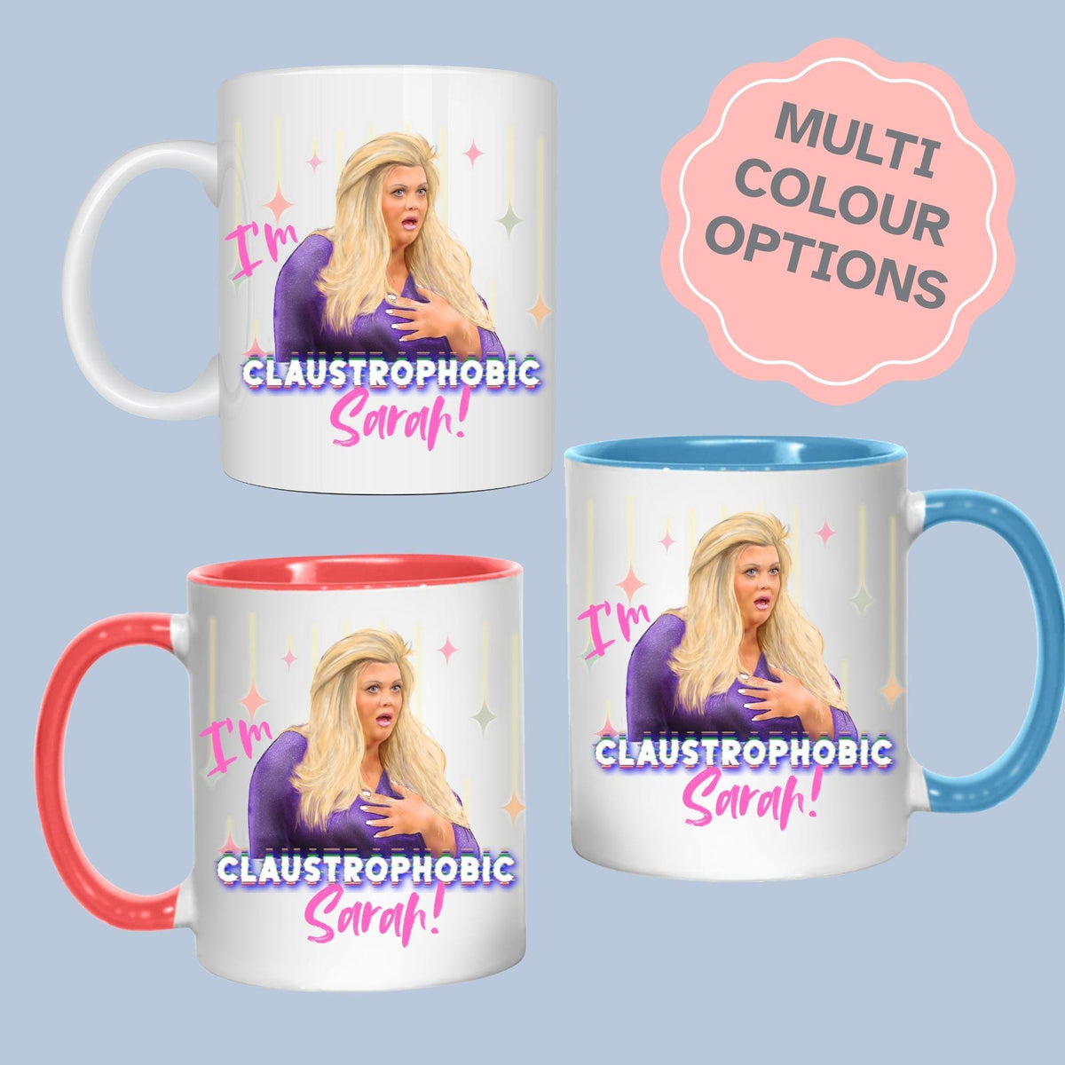 Personalised Gemma Collins Mug, Custom Name, Big Brother Mug, Multi Colour Options