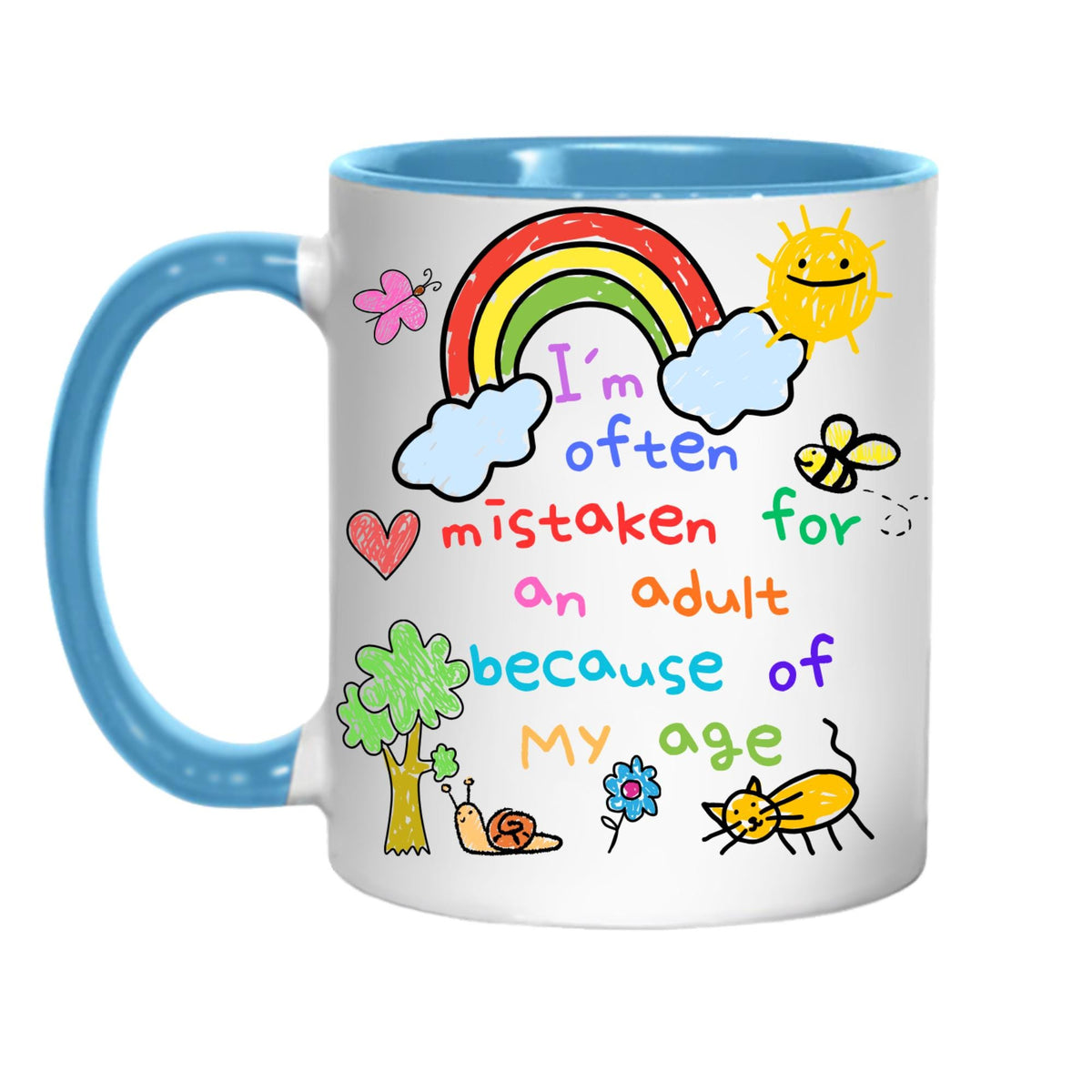 Childish Mug, Doodle, Funny Birthday Gift - Multi Colour Options