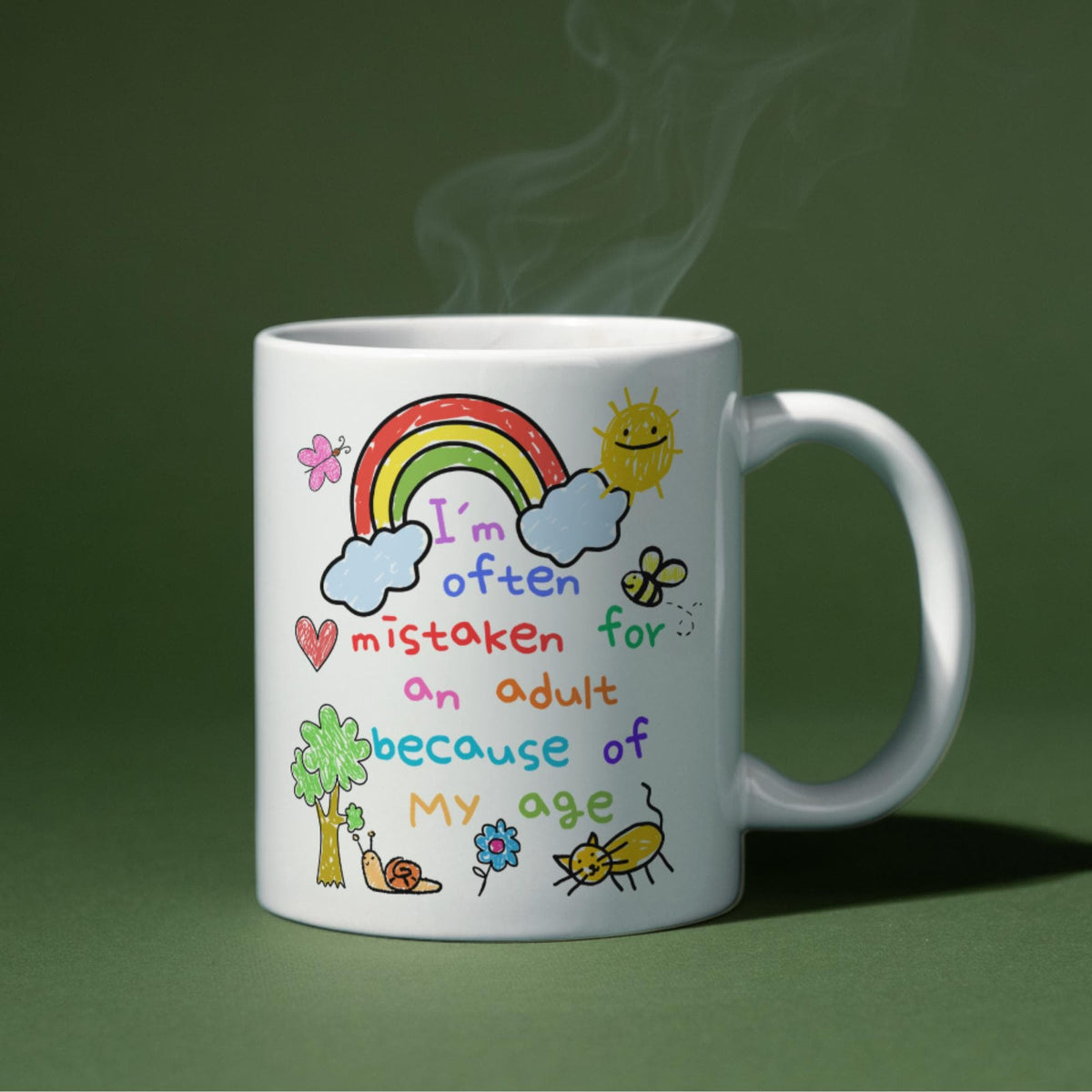 Childish Mug, Doodle, Funny Birthday Gift - Multi Colour Options