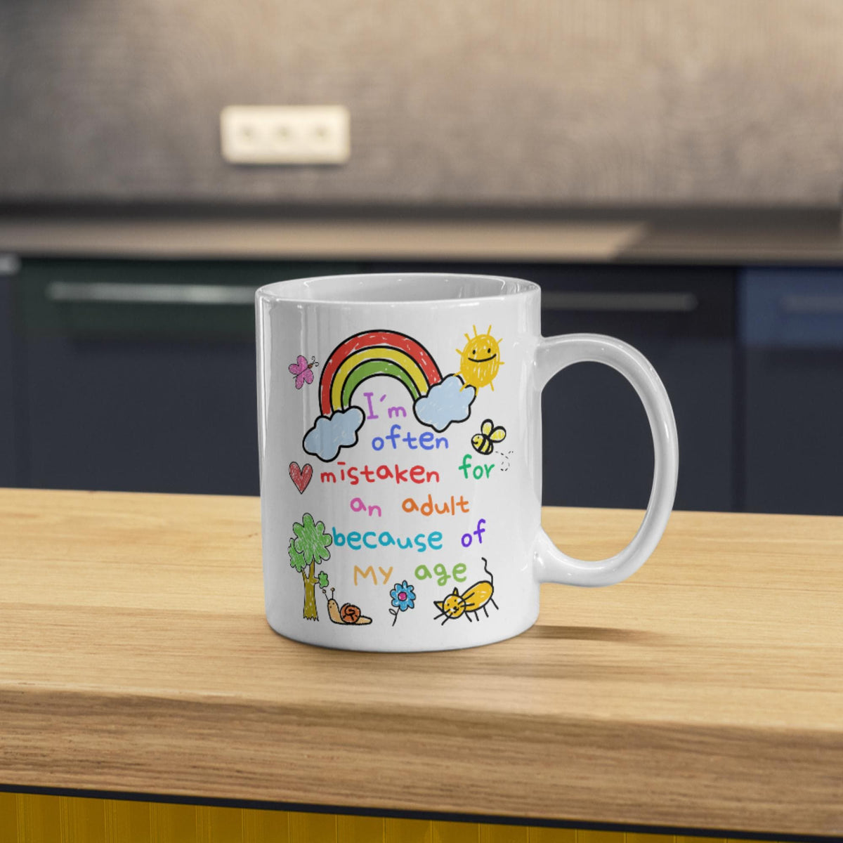 Childish Mug, Doodle, Funny Birthday Gift - Multi Colour Options