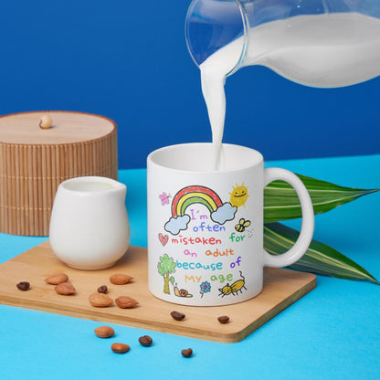 Childish Mug, Doodle, Funny Birthday Gift - Multi Colour Options