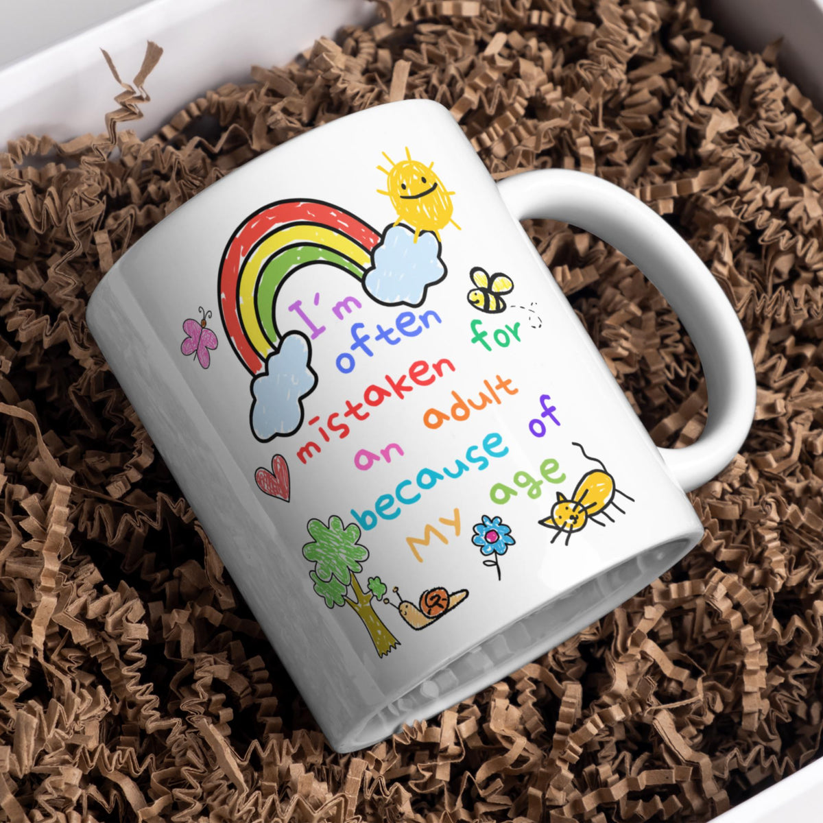 Childish Mug, Doodle, Funny Birthday Gift - Multi Colour Options