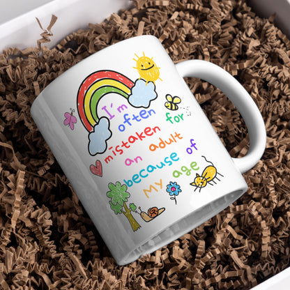 Childish Mug, Doodle, Funny Birthday Gift - Multi Colour Options