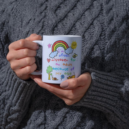 Childish Mug, Doodle, Funny Birthday Gift - Multi Colour Options