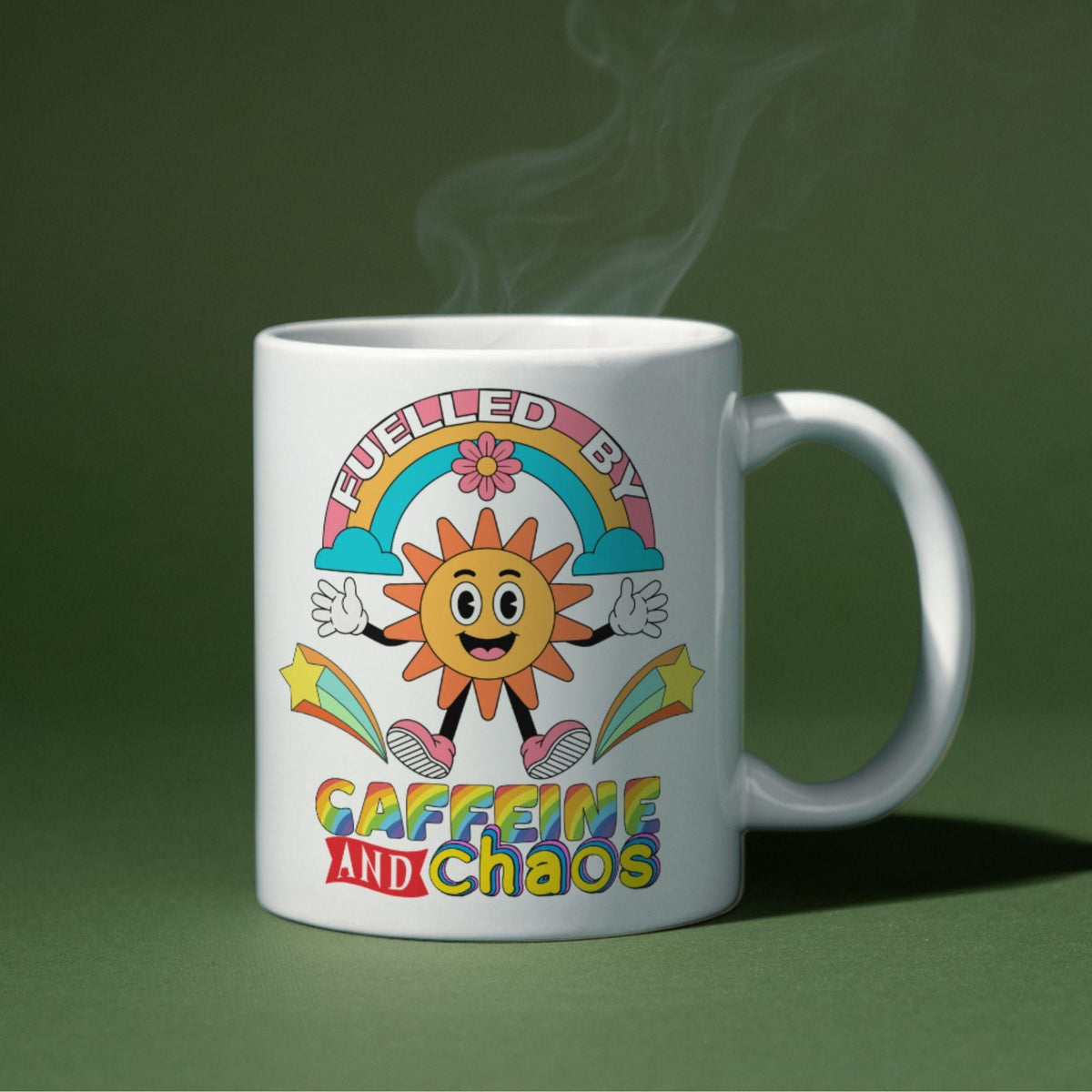 Caffeine and Chaos Mug, Quirky Mug, Funny Gift For Friend - Multi Colour Options