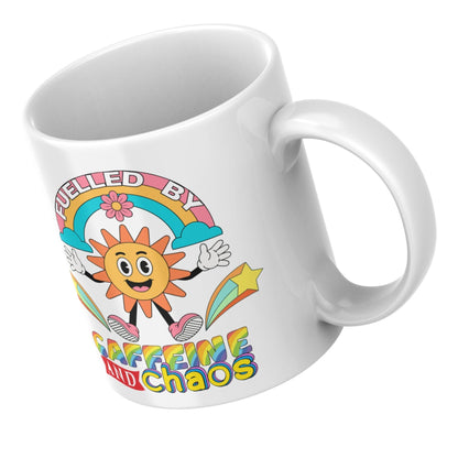 Caffeine and Chaos Mug, Quirky Mug, Funny Gift For Friend - Multi Colour Options
