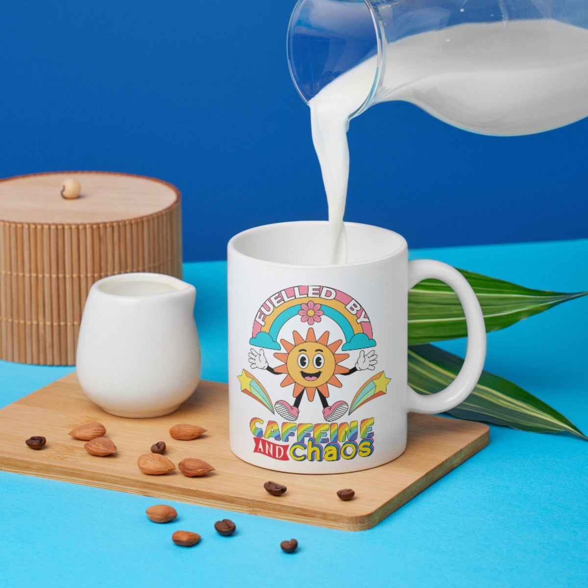 Caffeine and Chaos Mug, Quirky Mug, Funny Gift For Friend - Multi Colour Options