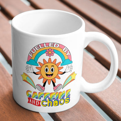 Caffeine and Chaos Mug, Quirky Mug, Funny Gift For Friend - Multi Colour Options